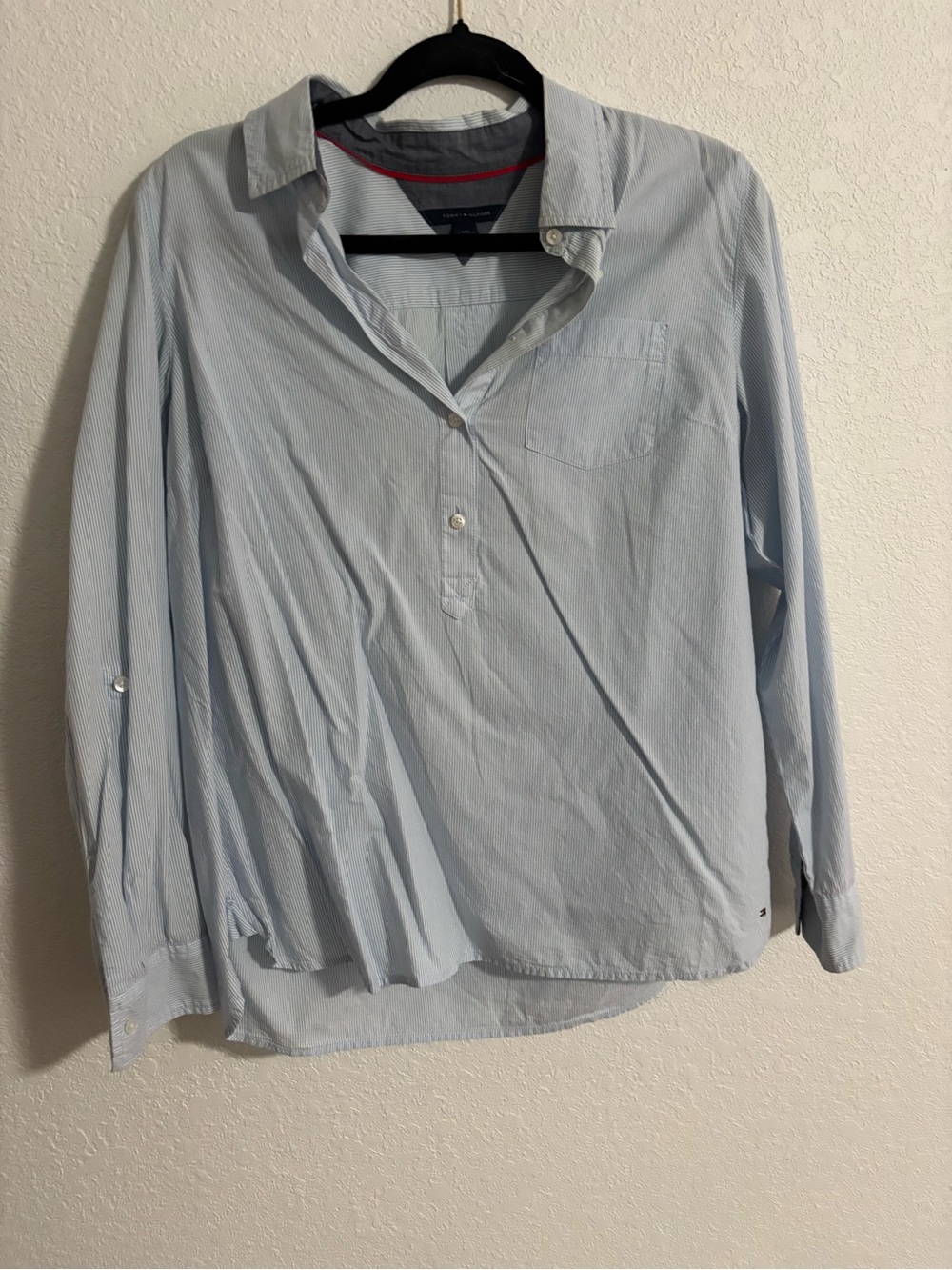 Tommy Hilfiger Light Blue Stripe Long-Sleeve Button-Down Shirt